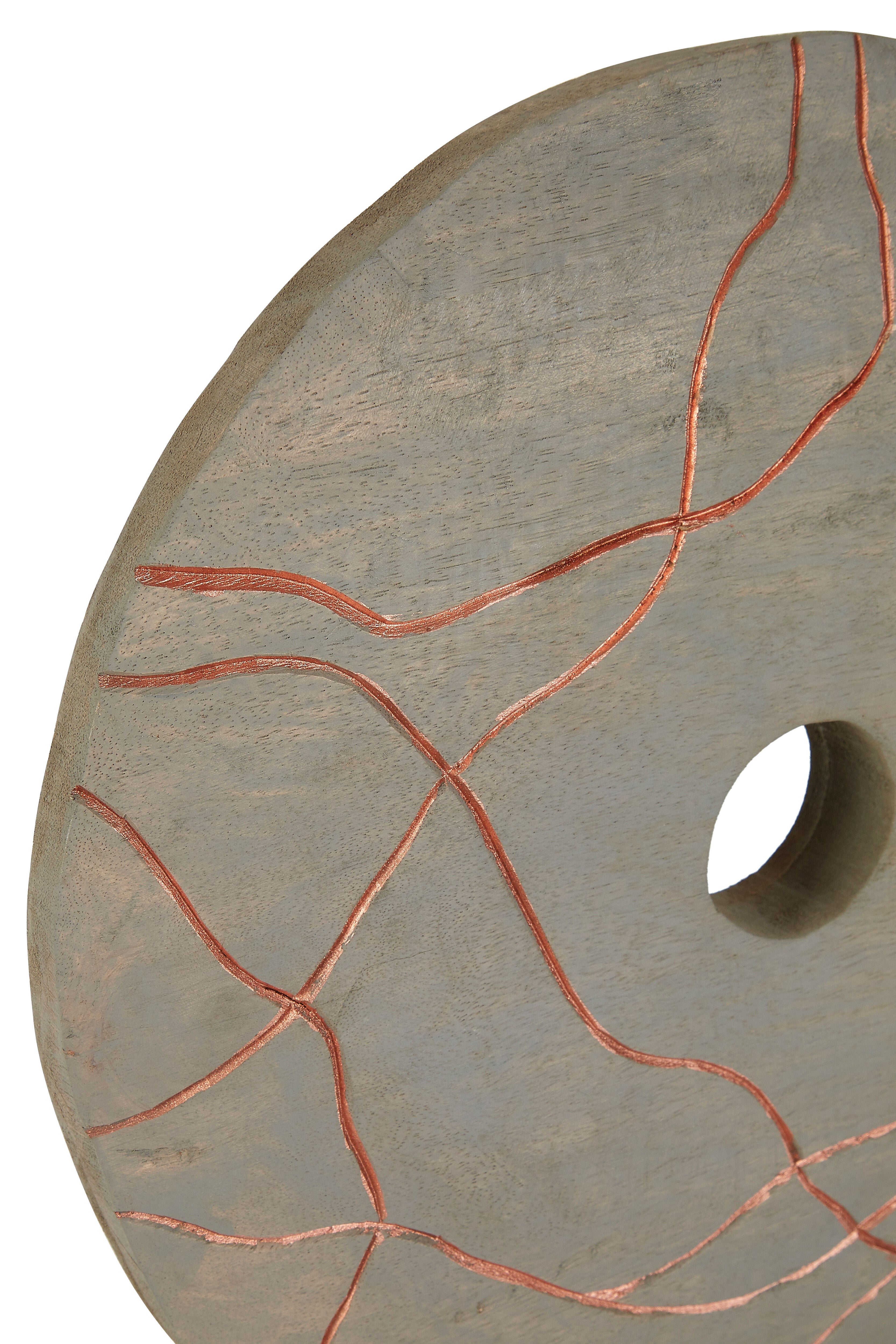 Falun Grey Mango Wood Disc Sculpture